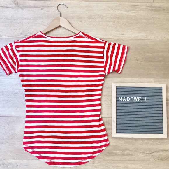 MADEWELL • Red and White Striped T Shirt - Picture 3 of 4